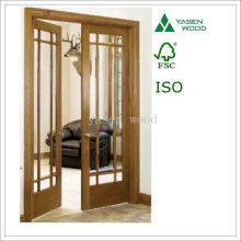 Composite Tmber Interal Glazed French Wooden Door